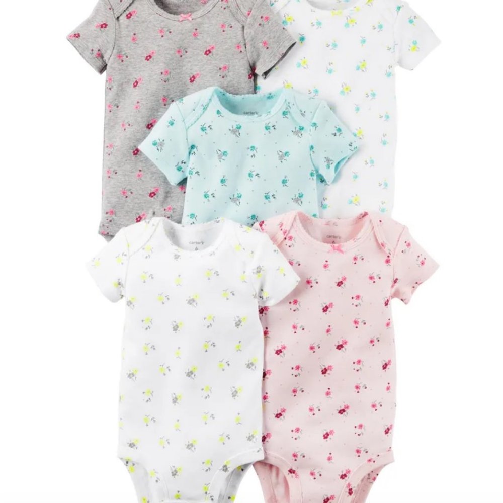 Carters Baby Girl 5 pack floral bodysuits
